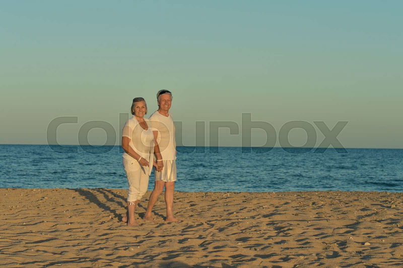 mature couple beach