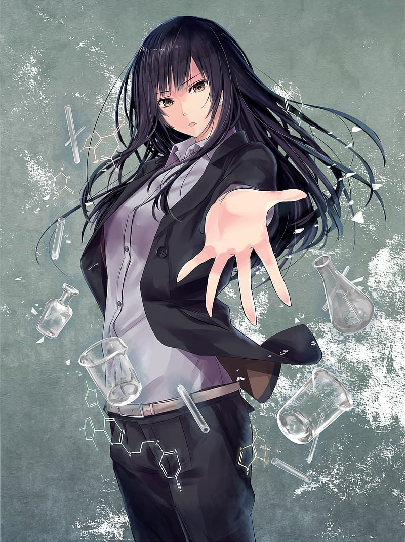 anime girl long black hair