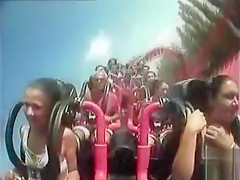 tits pop out on slingshot ride