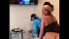 Ebony Caught Masterbating fingering blowjob