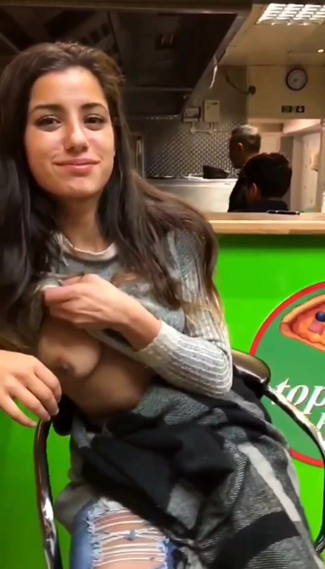 Small Boobs Flashing a tug