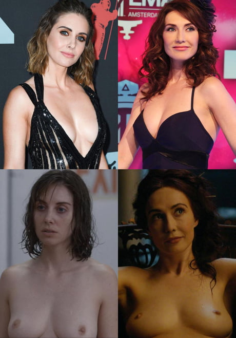 Alison Brie Tits rubs pussy