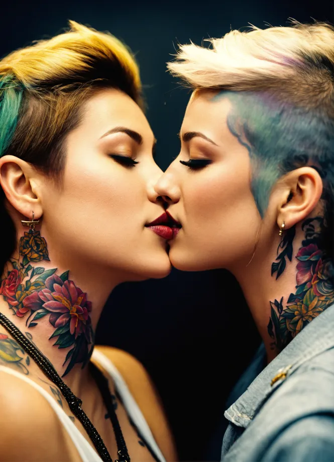 david ronez recommends big breasted lesbians kissing pic