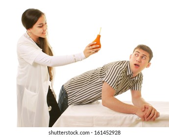 nurse giving enema