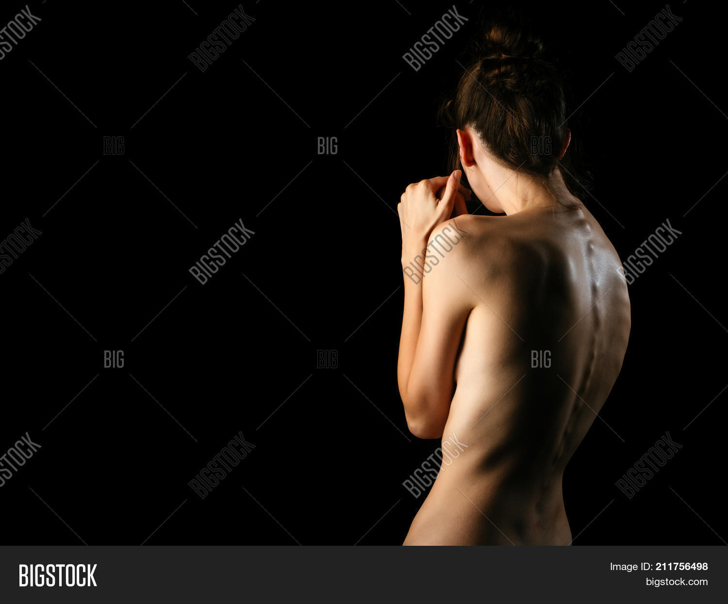 Woman Naked Pose three breast